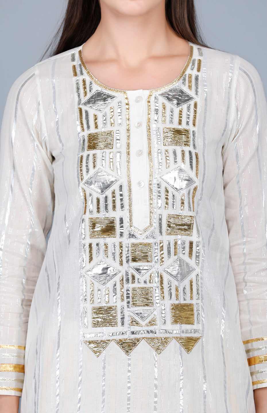 Barfi Off White Kali Kurta