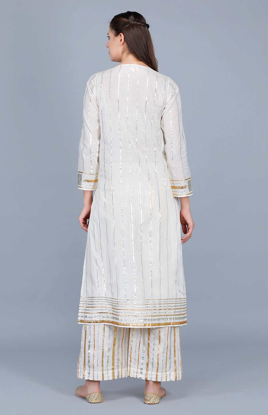 Barfi Off White Kali Kurta