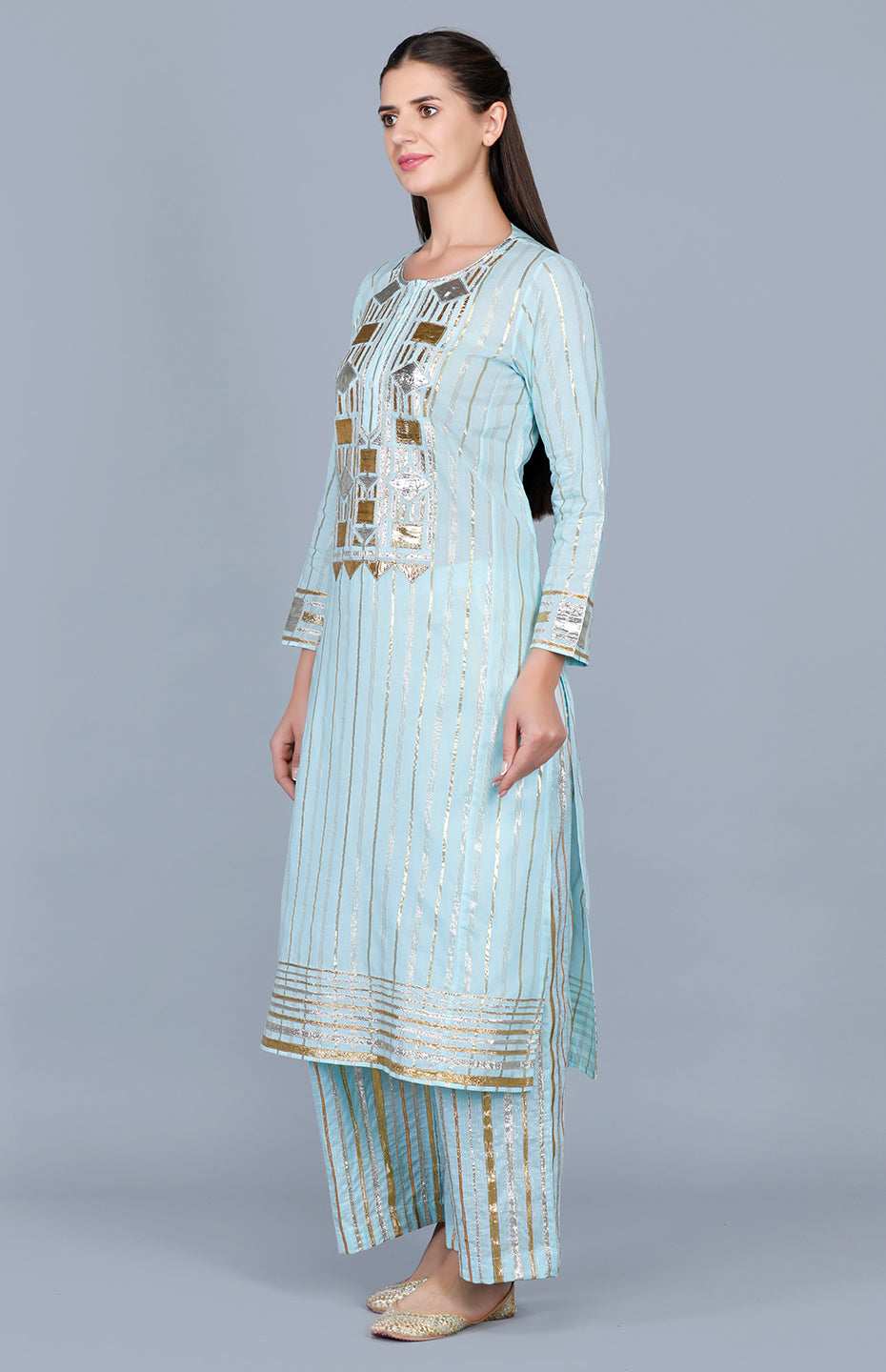 Barfi Pastel Blue Kali Kurta