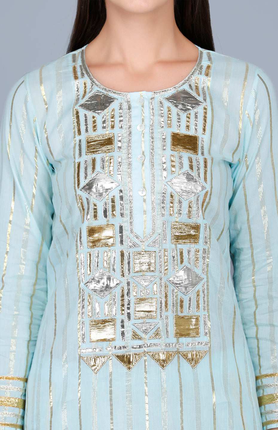 Barfi Pastel Blue Kali Kurta