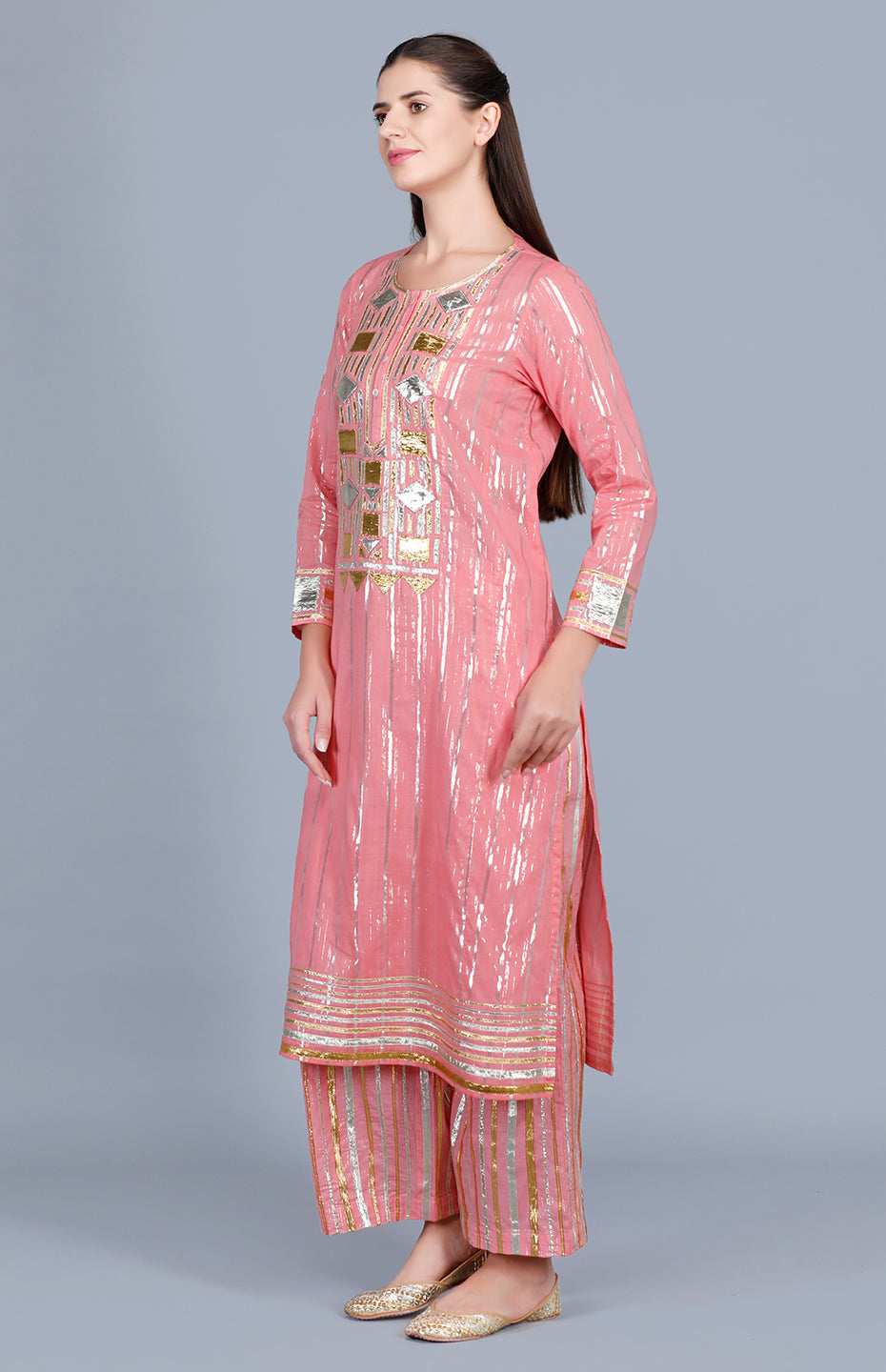 Barfi Peach Kali Kurta