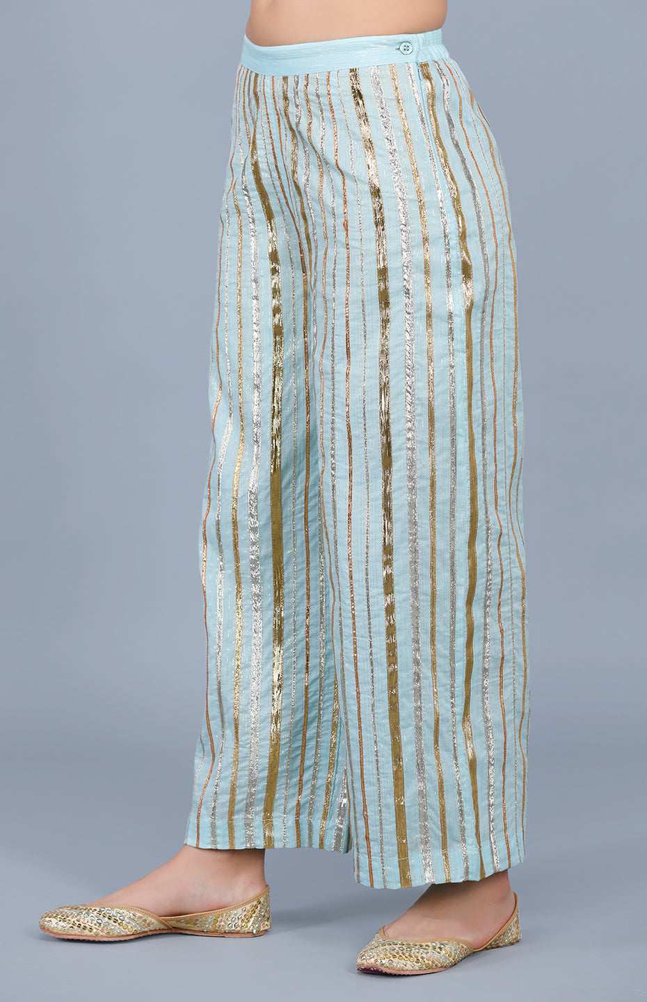 Pastel Blue Gota Patti Memoni