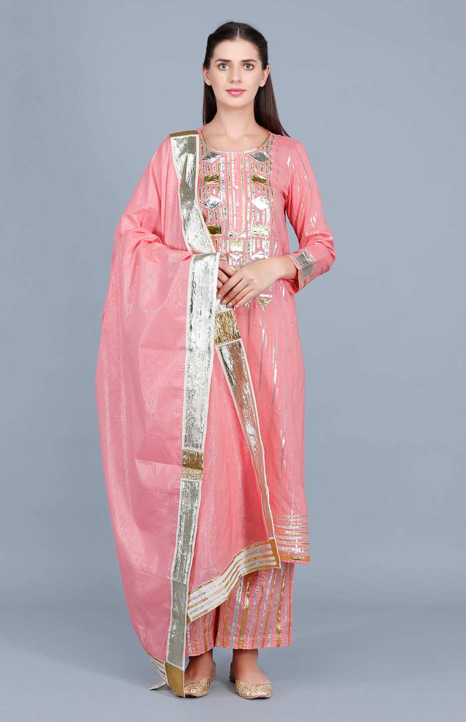 Peach Gota Patti Memoni