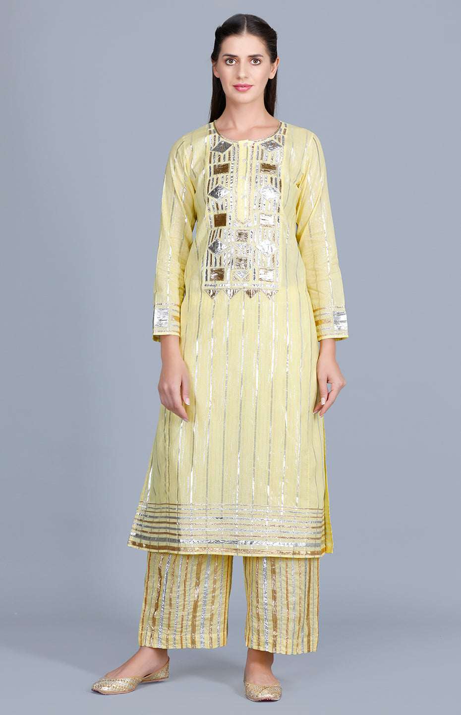 Yellow Gota Patti Memoni