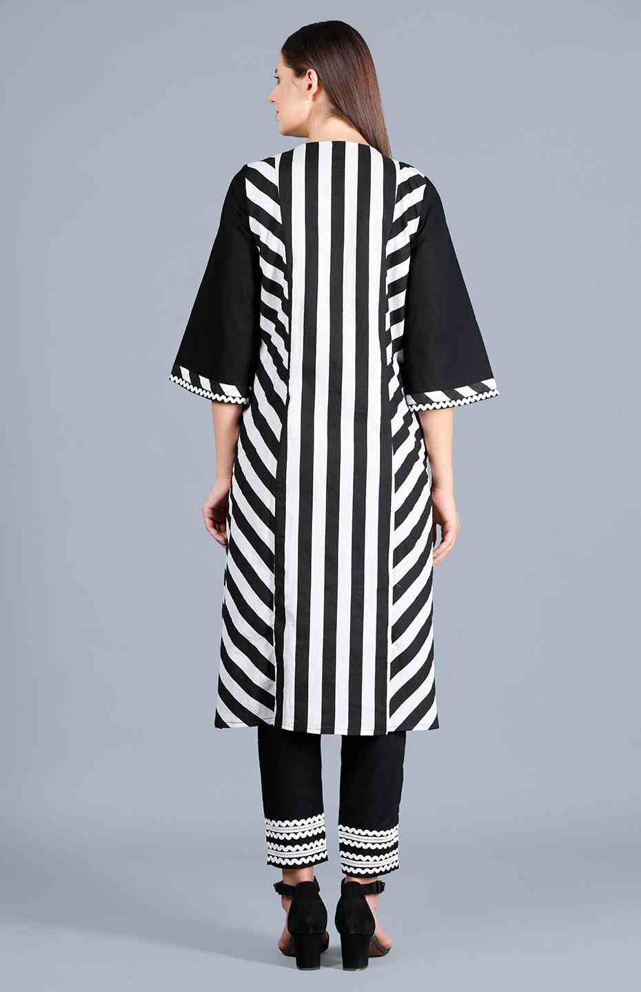 Black Stripe A Line Kurta