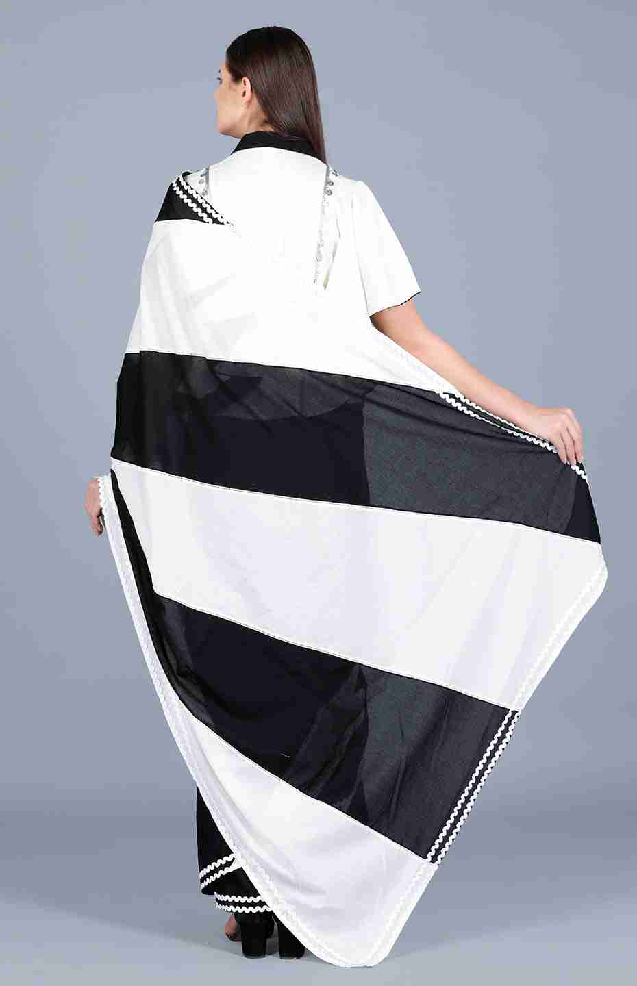 Black & Off White Saree