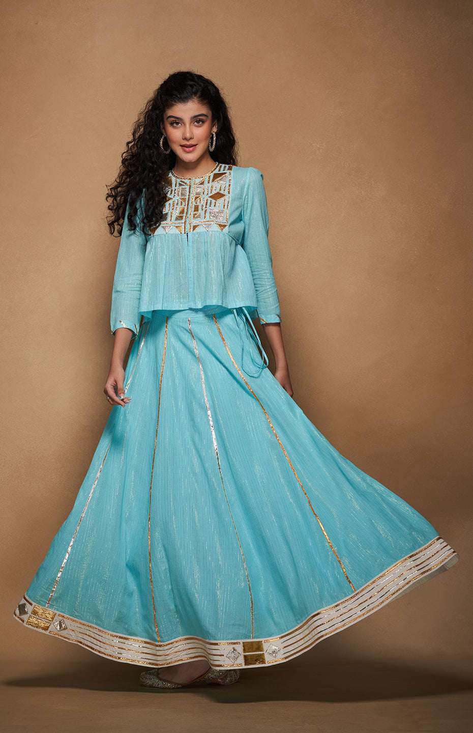 Barfi Gota Blue Skirt