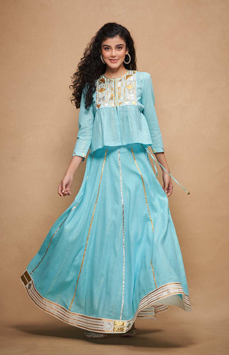 Barfi Gota Blue Skirt