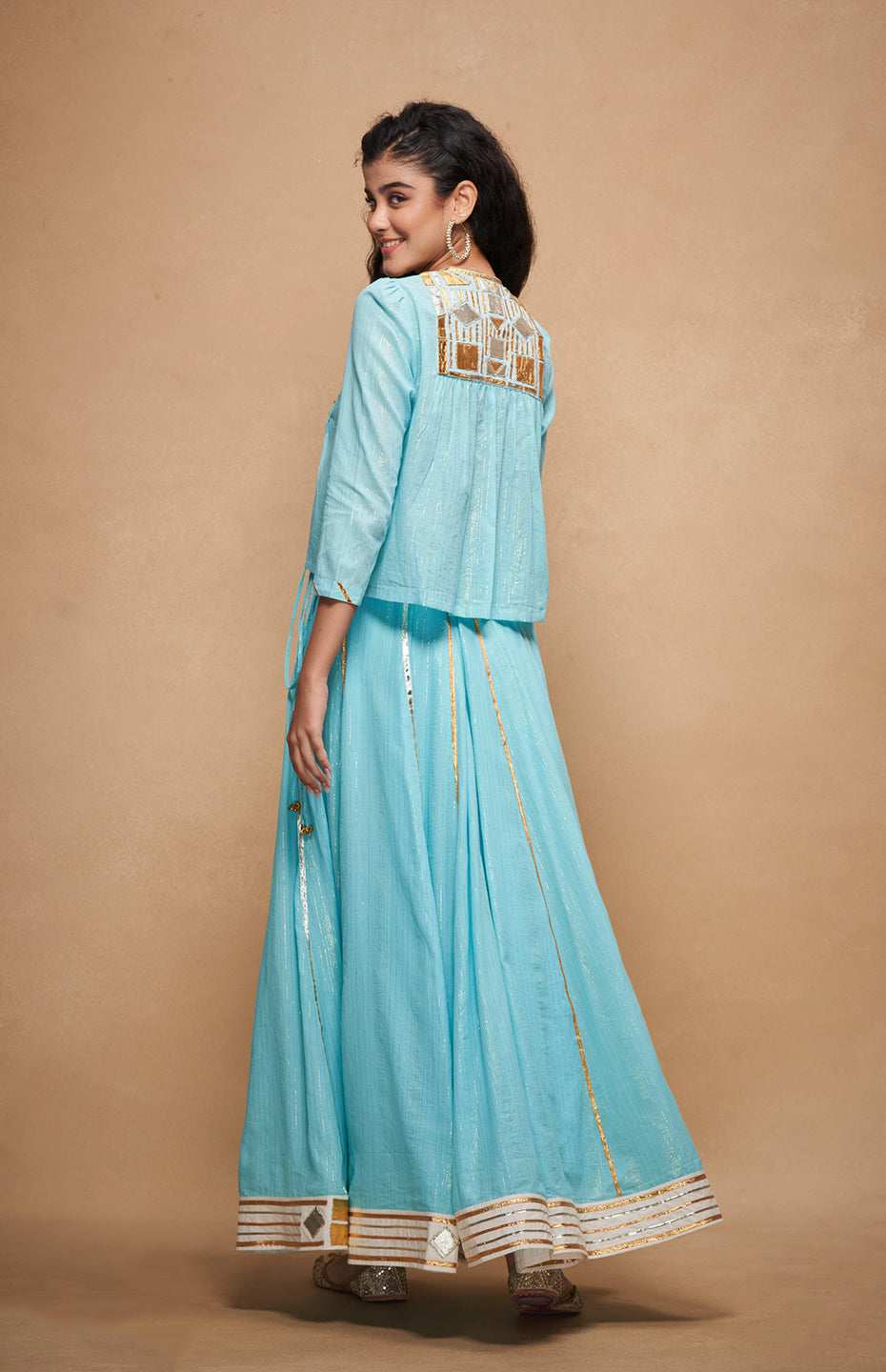 Barfi Gota Blue Skirt