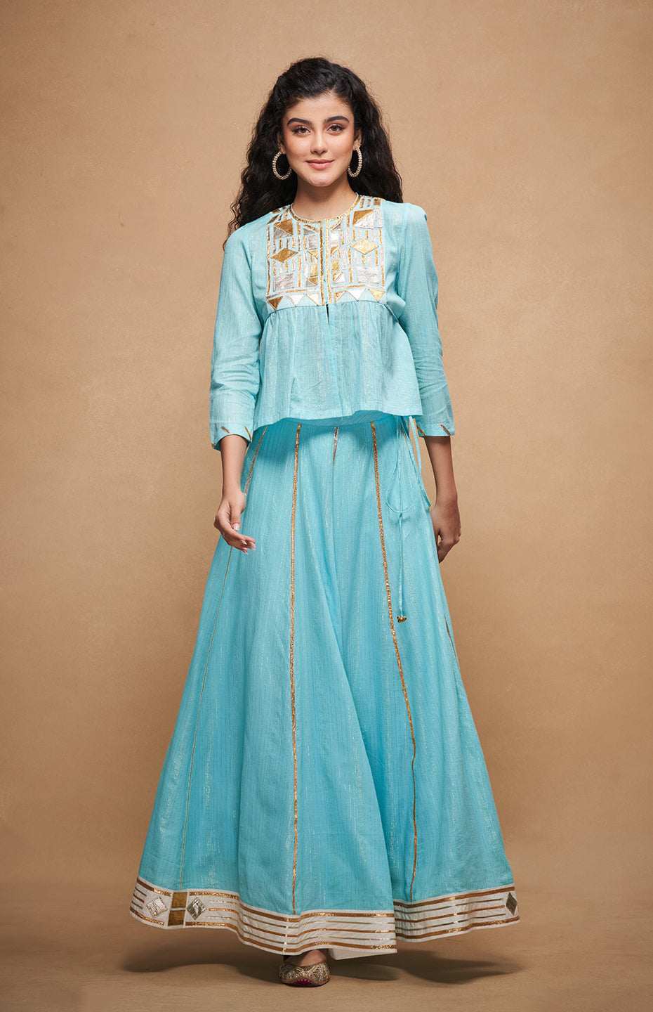 Barfi Gota Blue Skirt