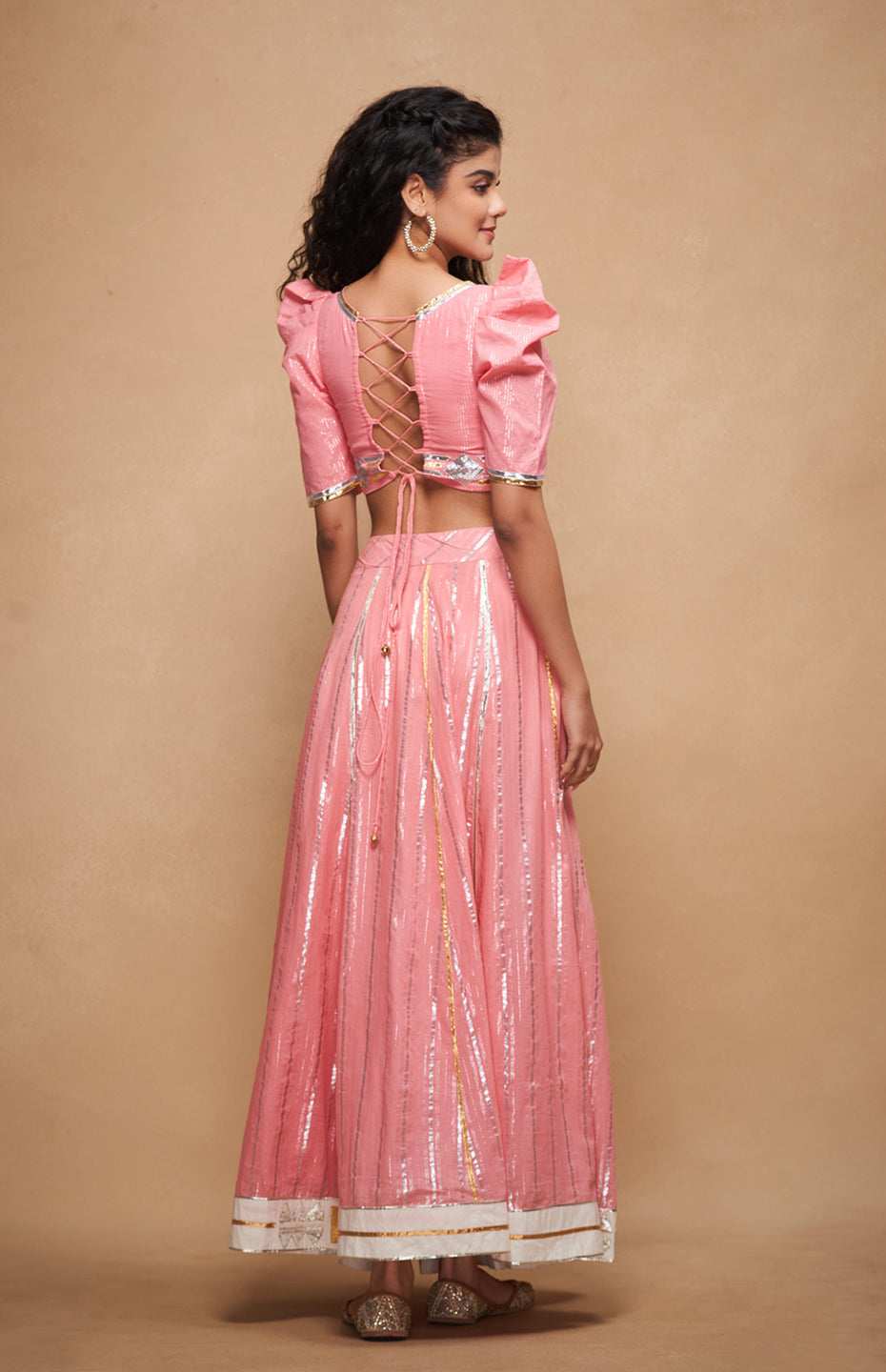 Barfi Gota Peach Skirt