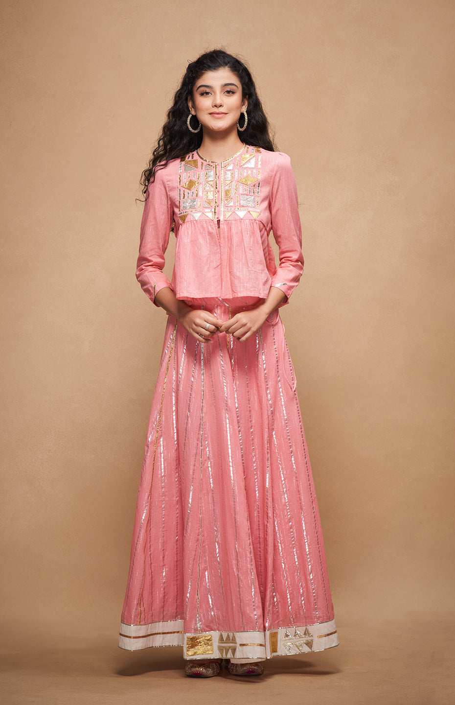 Barfi Gota Peach Skirt