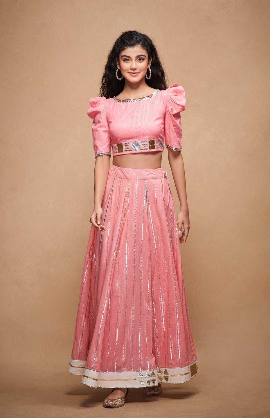 Barfi Gota Peach Skirt