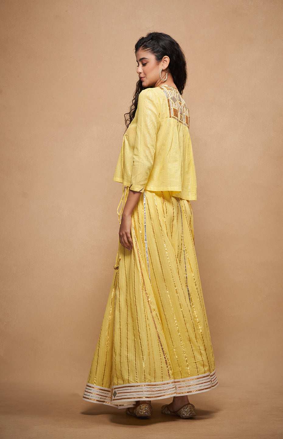 Barfi Gota Yellow Skirt