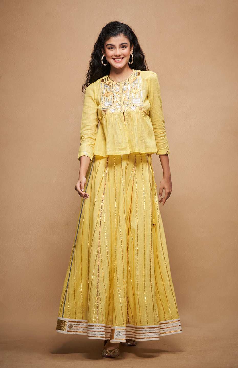 Barfi Gota Yellow Skirt