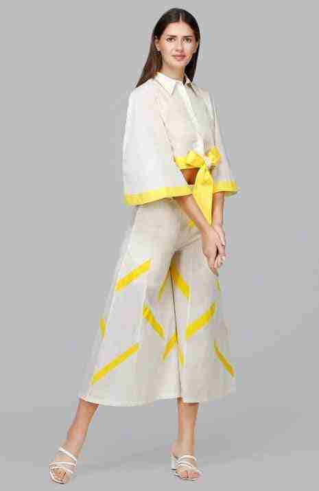 Yellow Rays Tie Up Shirt