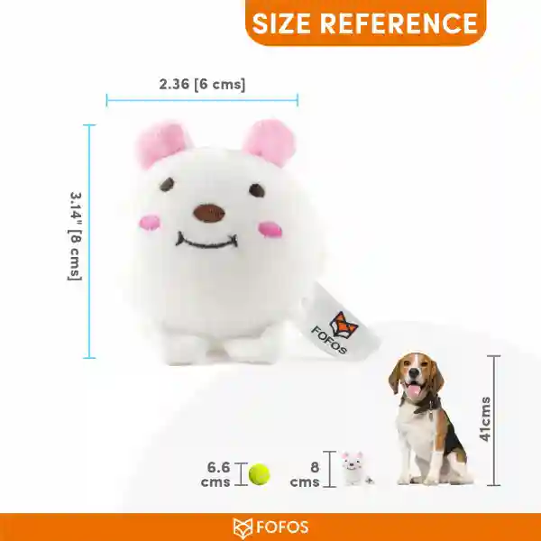Barkbutler Fofos Slow Rising Animal Toy for Dogs, White