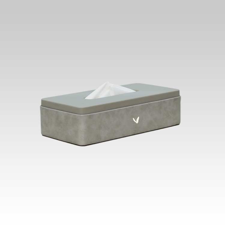 Tissue Box Holder for Home and Office in Premium Faux Leather | Size: 9.5 x 4.5 x 2.5(H) Inches | Moderno | Grey