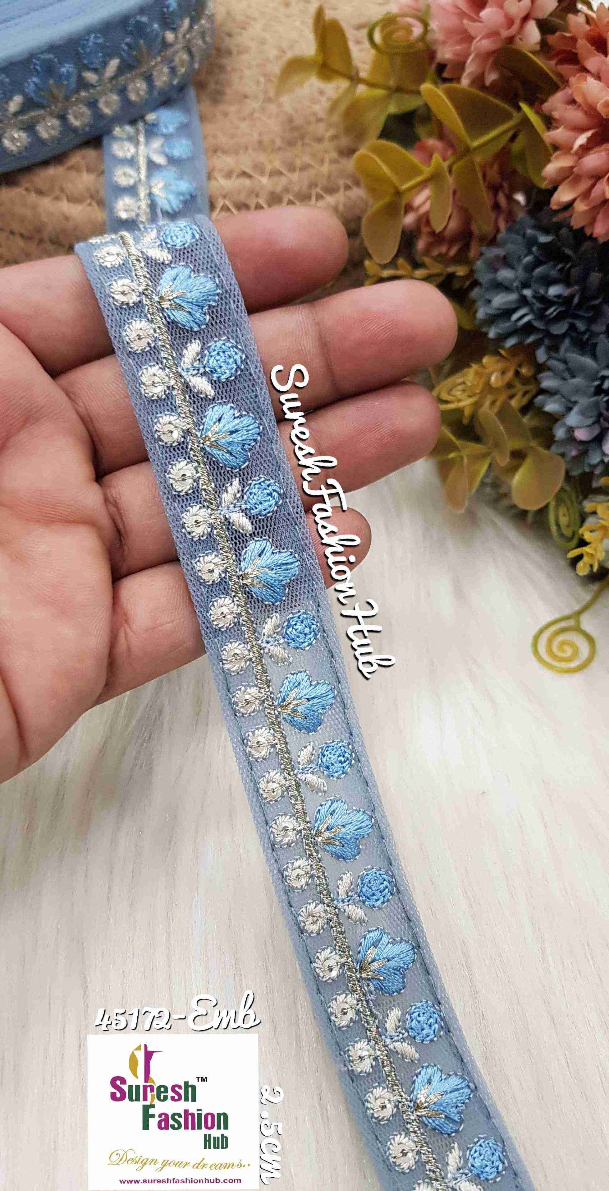 Radiant Sky Blue ThreadedDesigner Trim