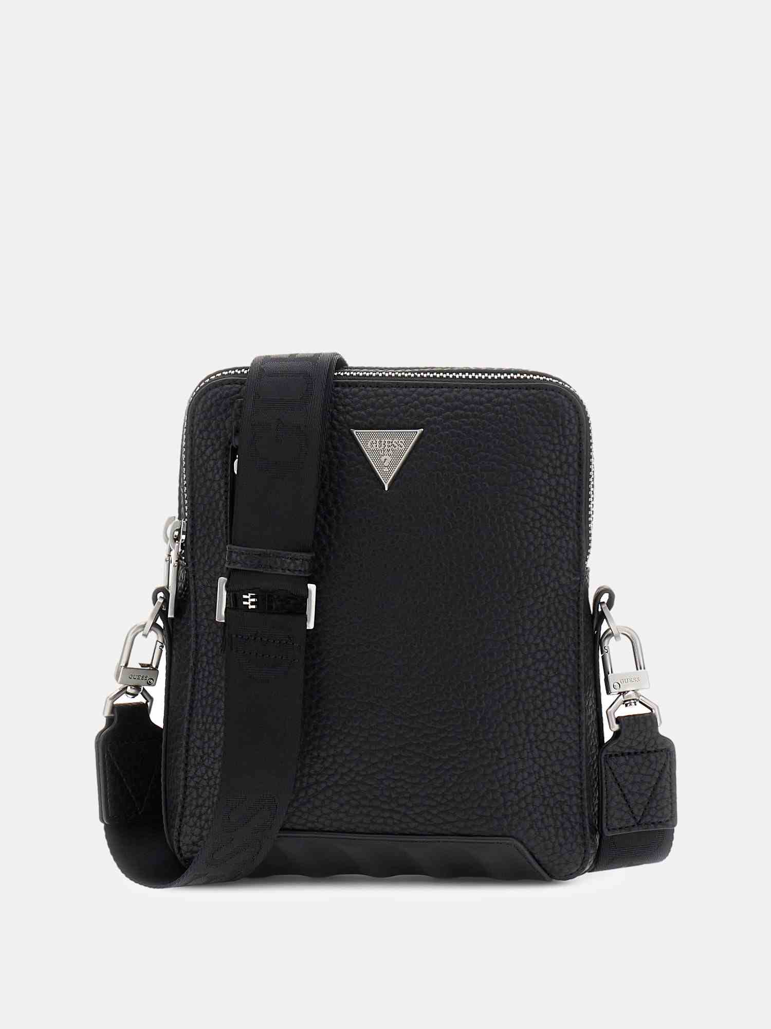 Guess Black PU Solid MEN Cross Body