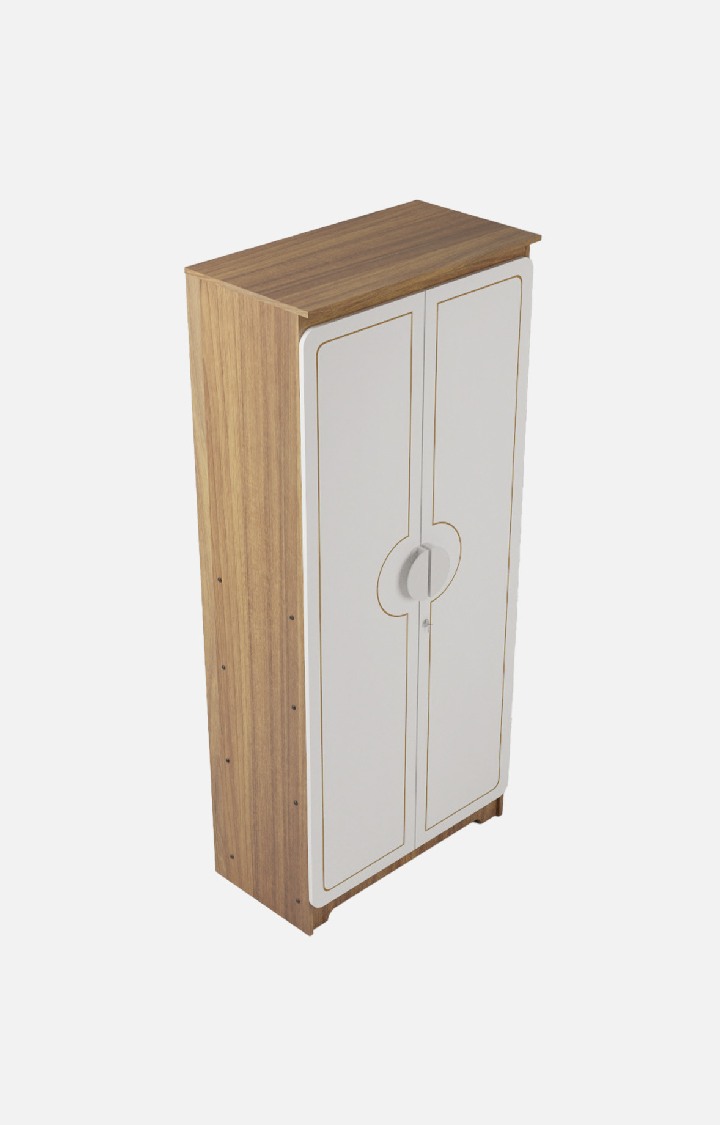 NEUDOT Astona Delight 2 Door Wardrobe - Leon Teak Finish | Space & Clothes Organizer | Cupboard | Almari |Wardrobe |Living Room| Adult & Kids | 1 Year Warranty
