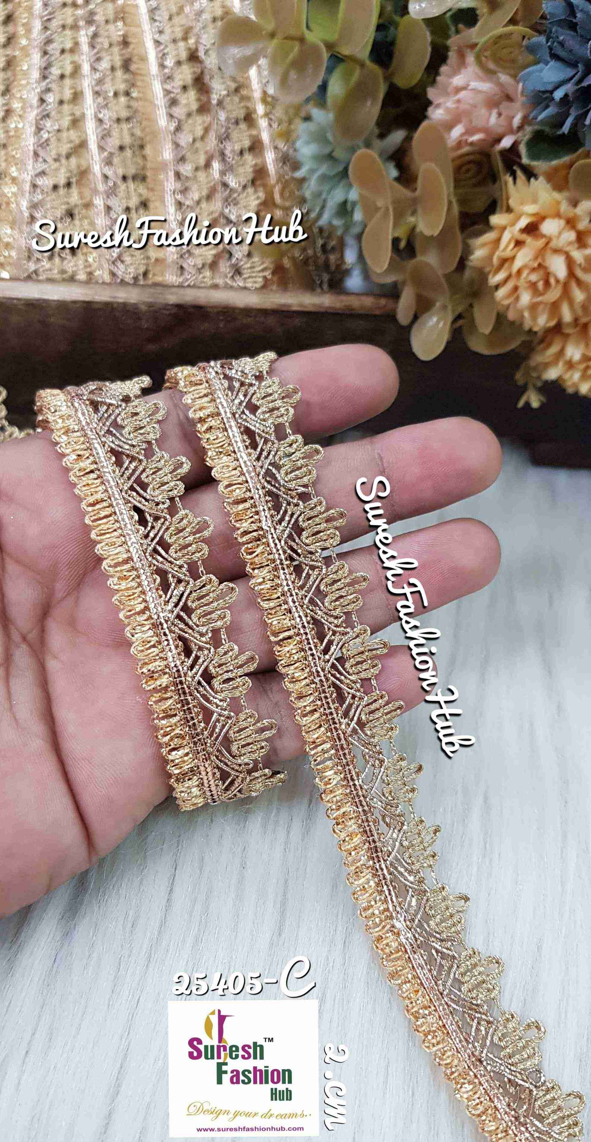 25405-C Dark Pearl Scalloped Gota Dori Jhalar Lace
