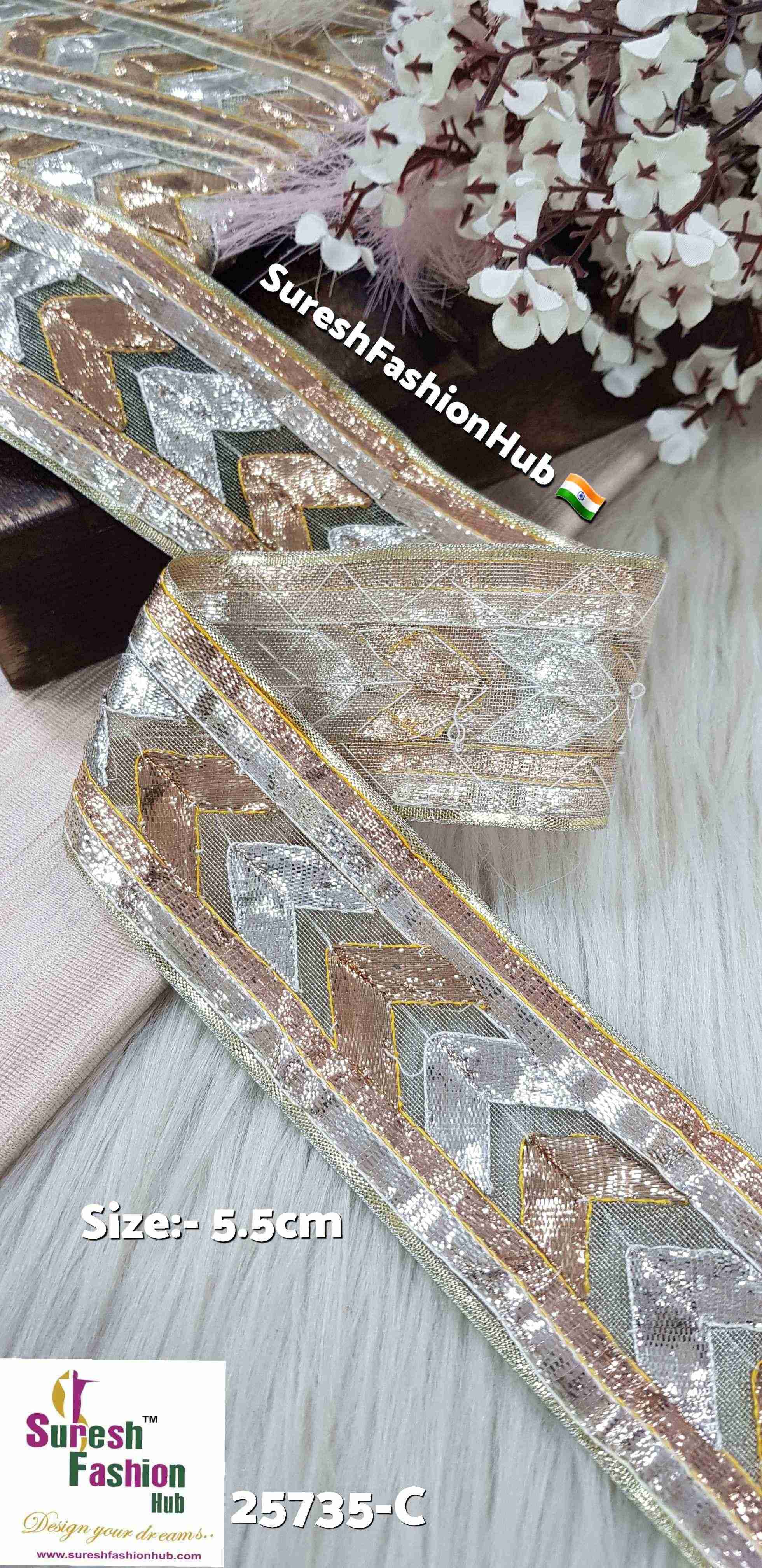 Dual Border Arrow Gota Patti Handstitched Lace