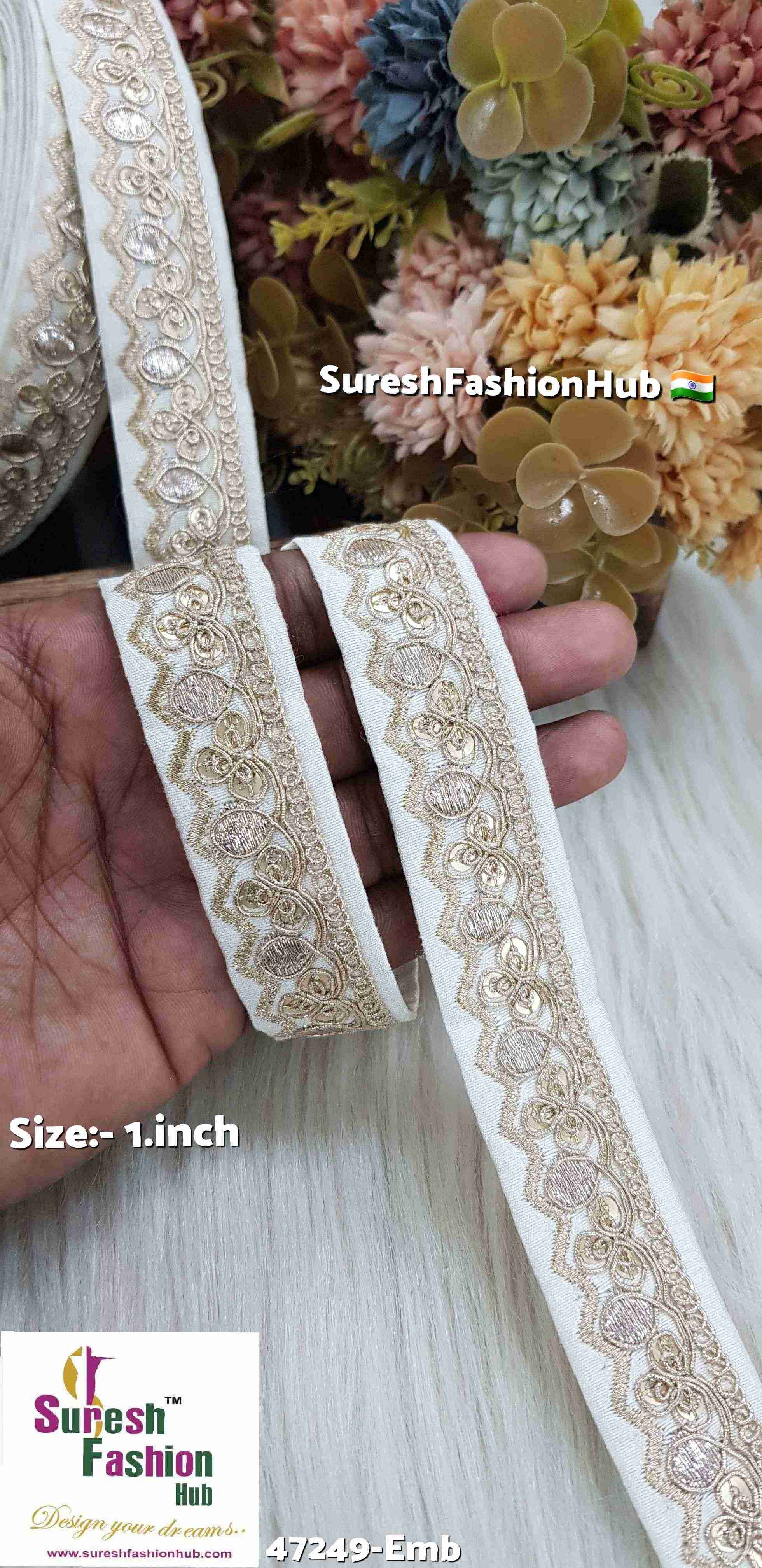 Beige Floral Pearl Embroidery Lace