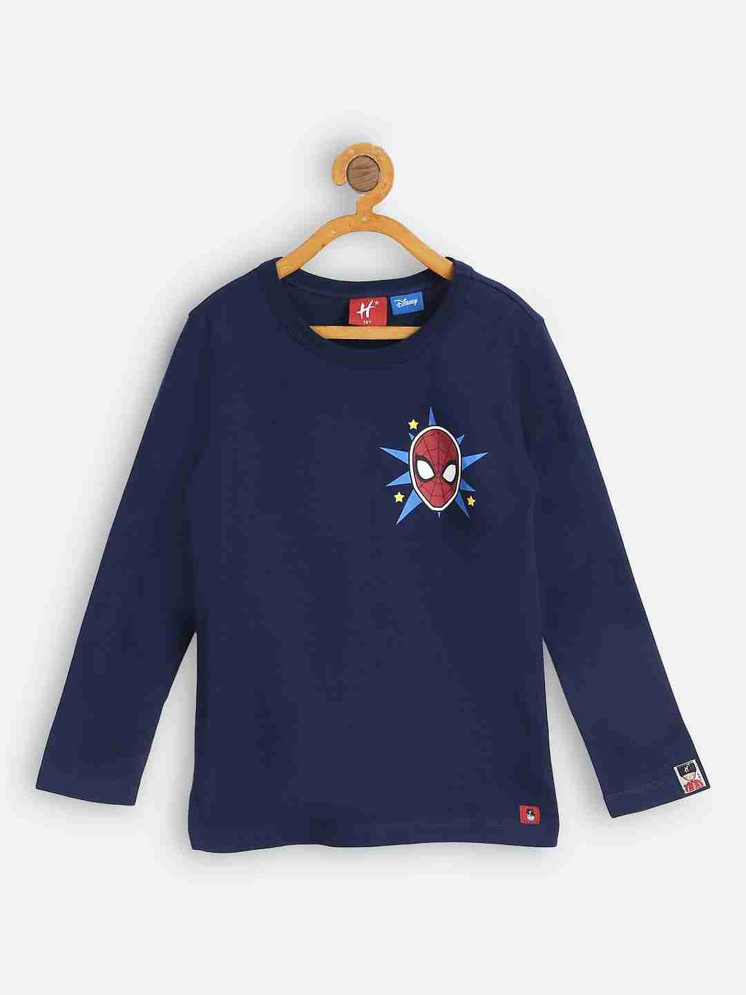 H by Hamleys Boys Full Sleeves T-Shirt Spiderman Print-Navy