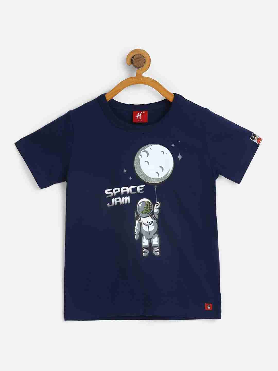 H by Hamleys Boys Short Sleeves T-Shirt Space Print -Navy