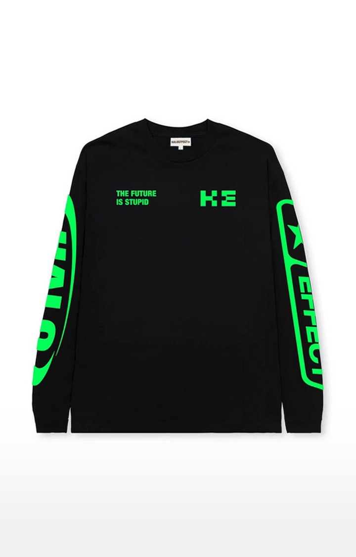 Men's Black Cotton H+E Future Regular T-Shirts