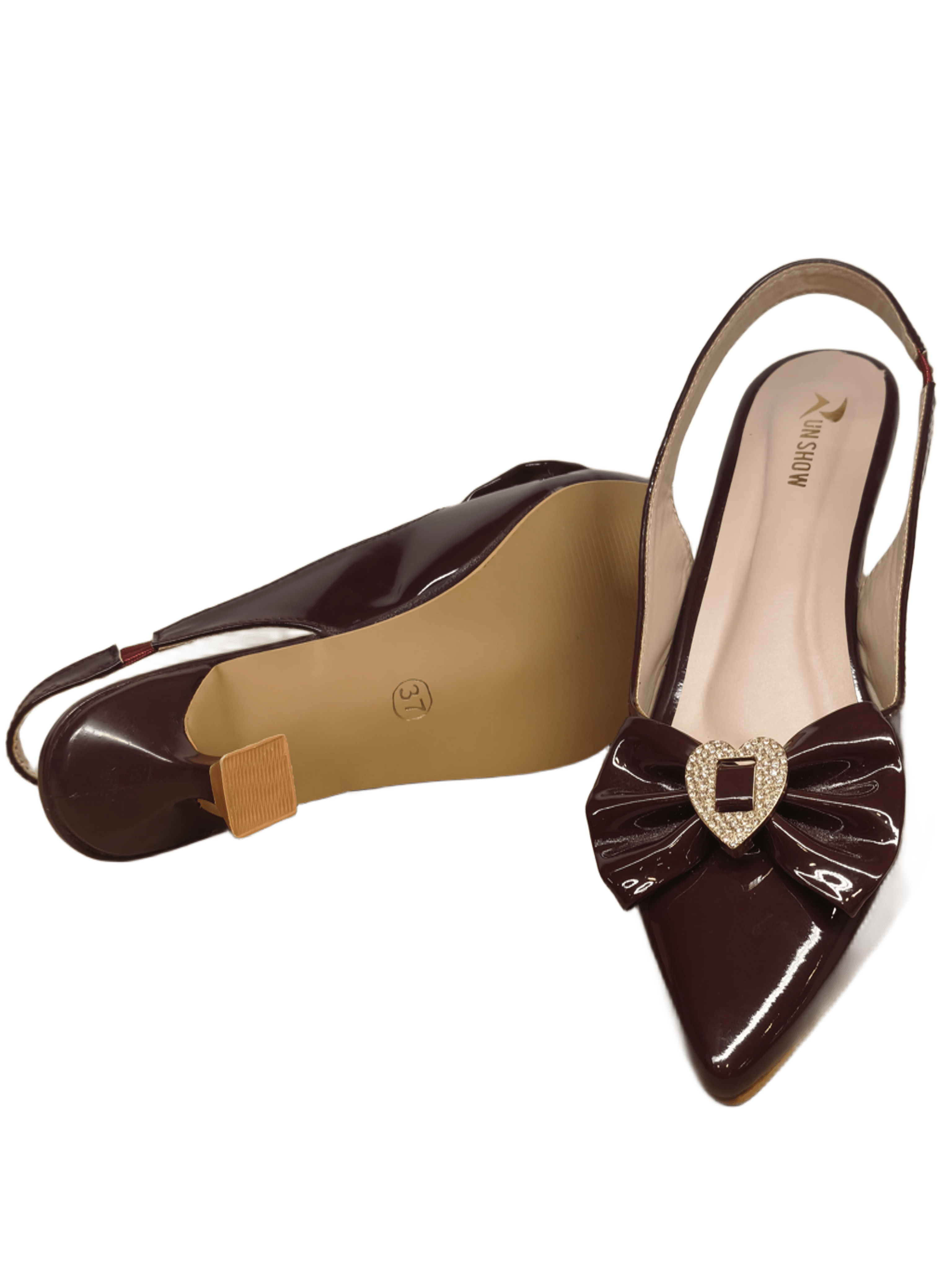 Hello Shoes Women's Cherry Bow Slingback Kitten Heels