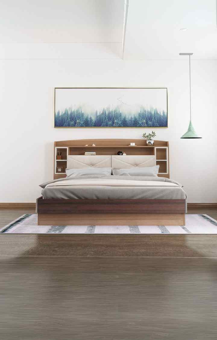 neudot Pico Queen Engineered Wood Queen Hydraulic Bed  (Finish Color - TEAK, Delivery Condition - Knock Down)