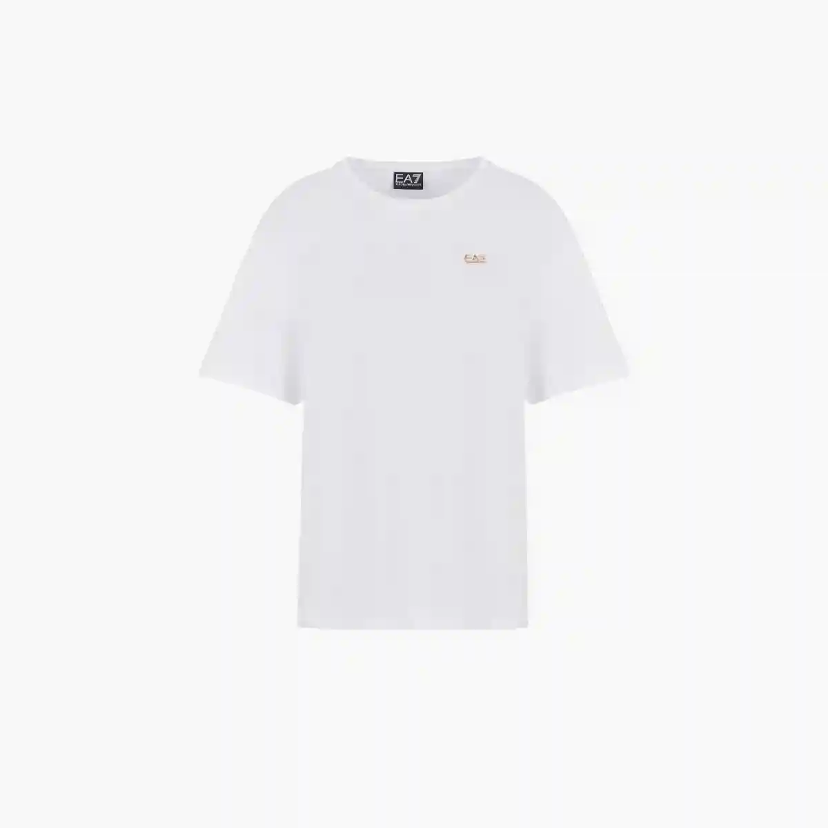 Relaxed Fit Cotton Crewneck T-Shirt With Metal Logo Plaque