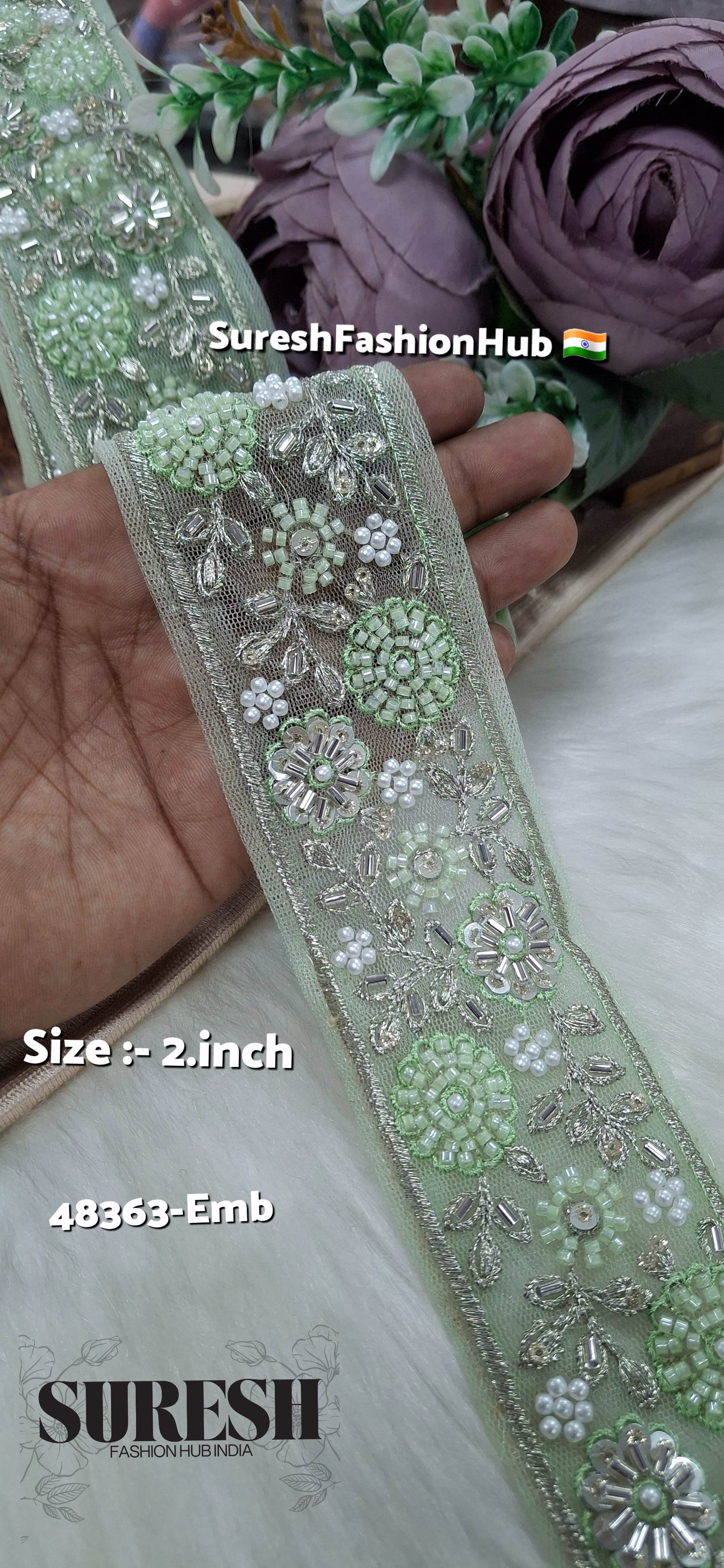Pista Beaded Floral Net Embroidered Lace