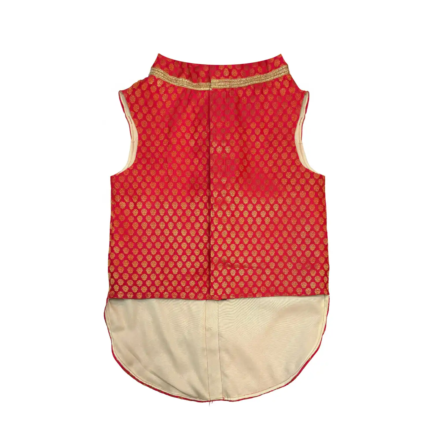 Pawsindia Traditional Royal Brocade Kurta for Dogs - Red | Ethnic Festive Wear
