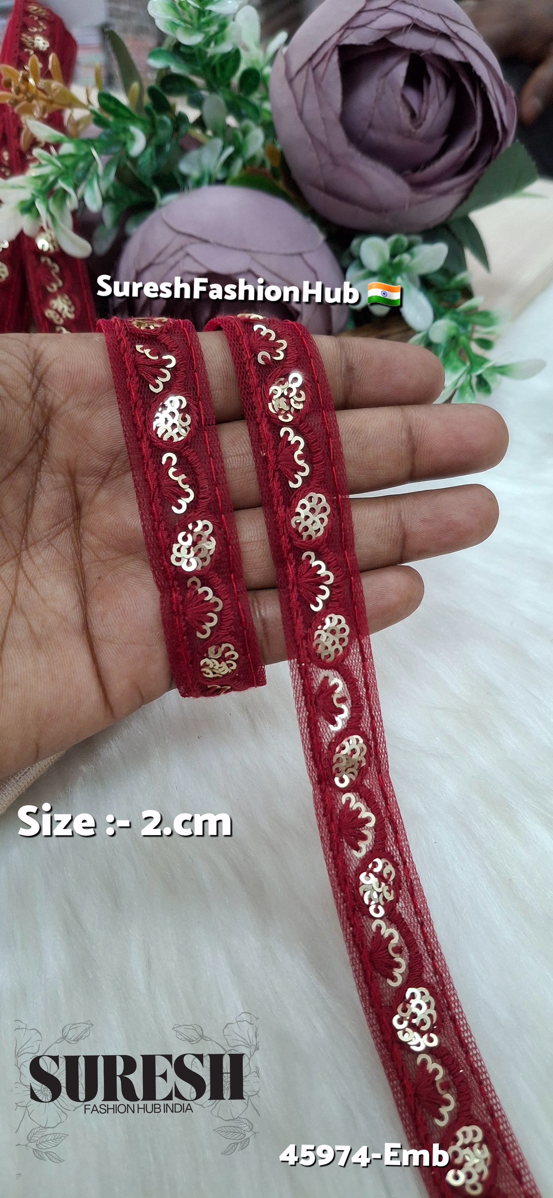 Maroon Tone-on-Tone Embroidery Lace
