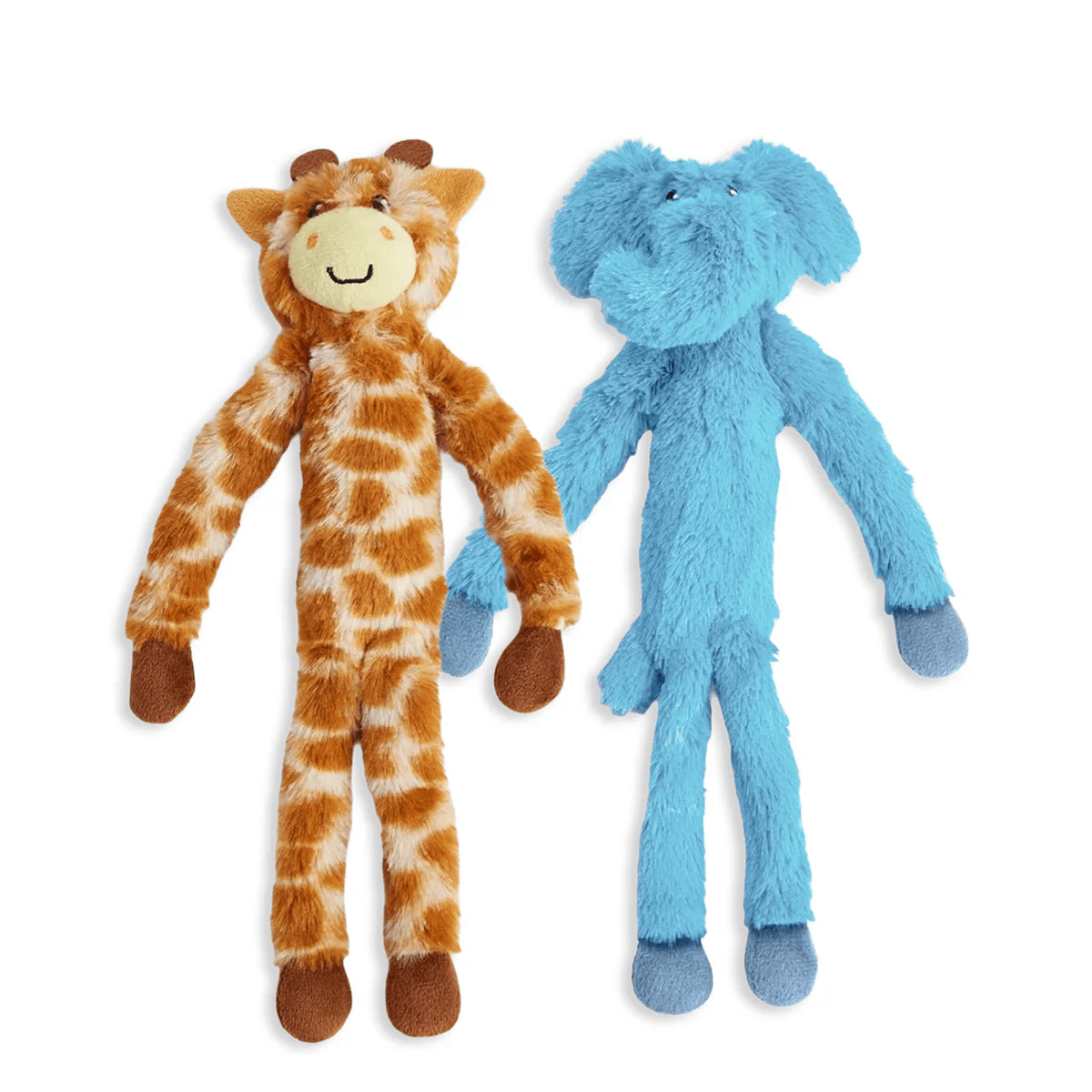 FOFOS Elephant & Giraffe Plush Dog Toy, Pack of 2