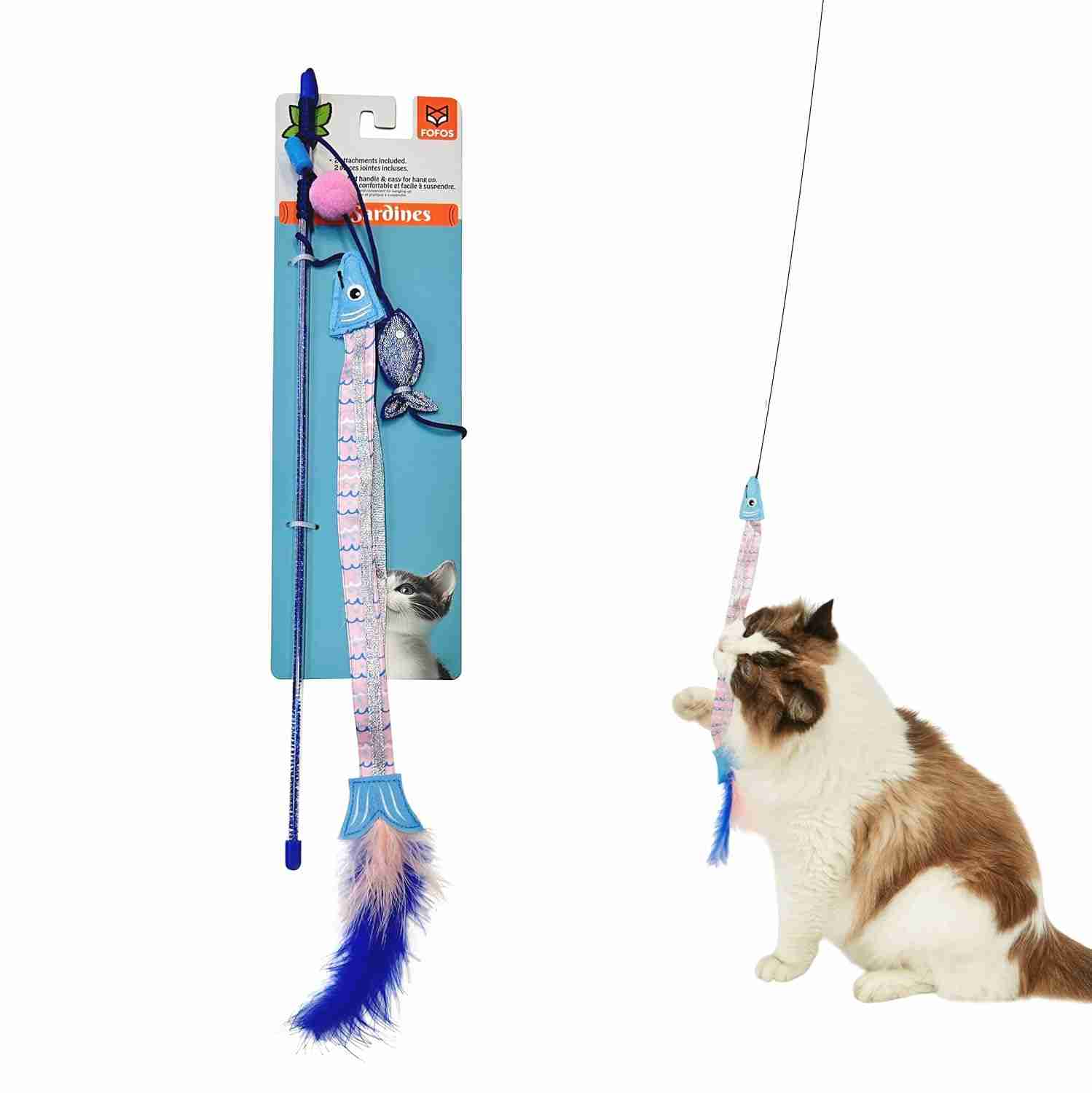 Fofos Sardine Wand Cat Toy, Pack of 2