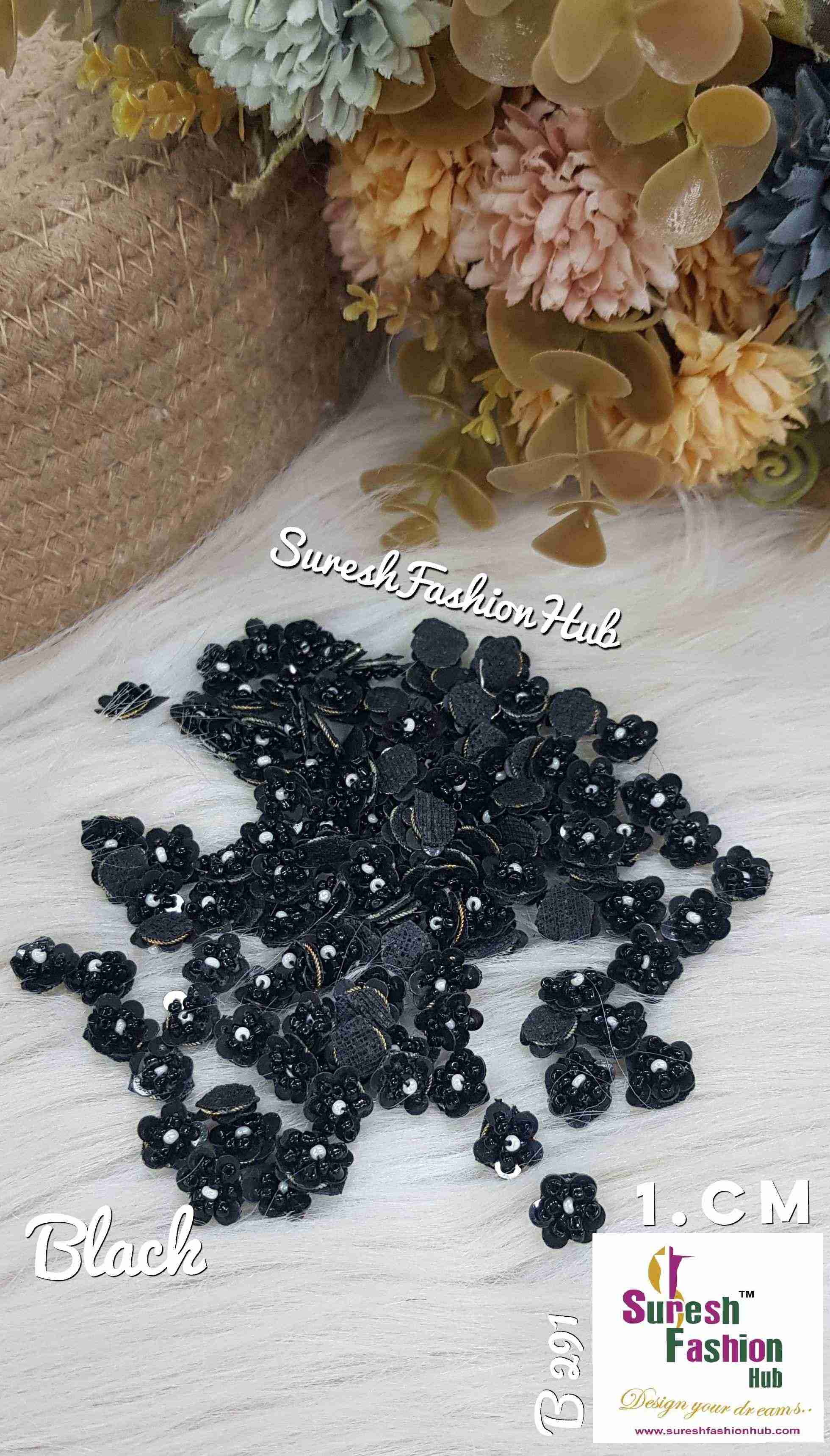 Black Beads Floral Elegance Hand-Stitched Butties Pack