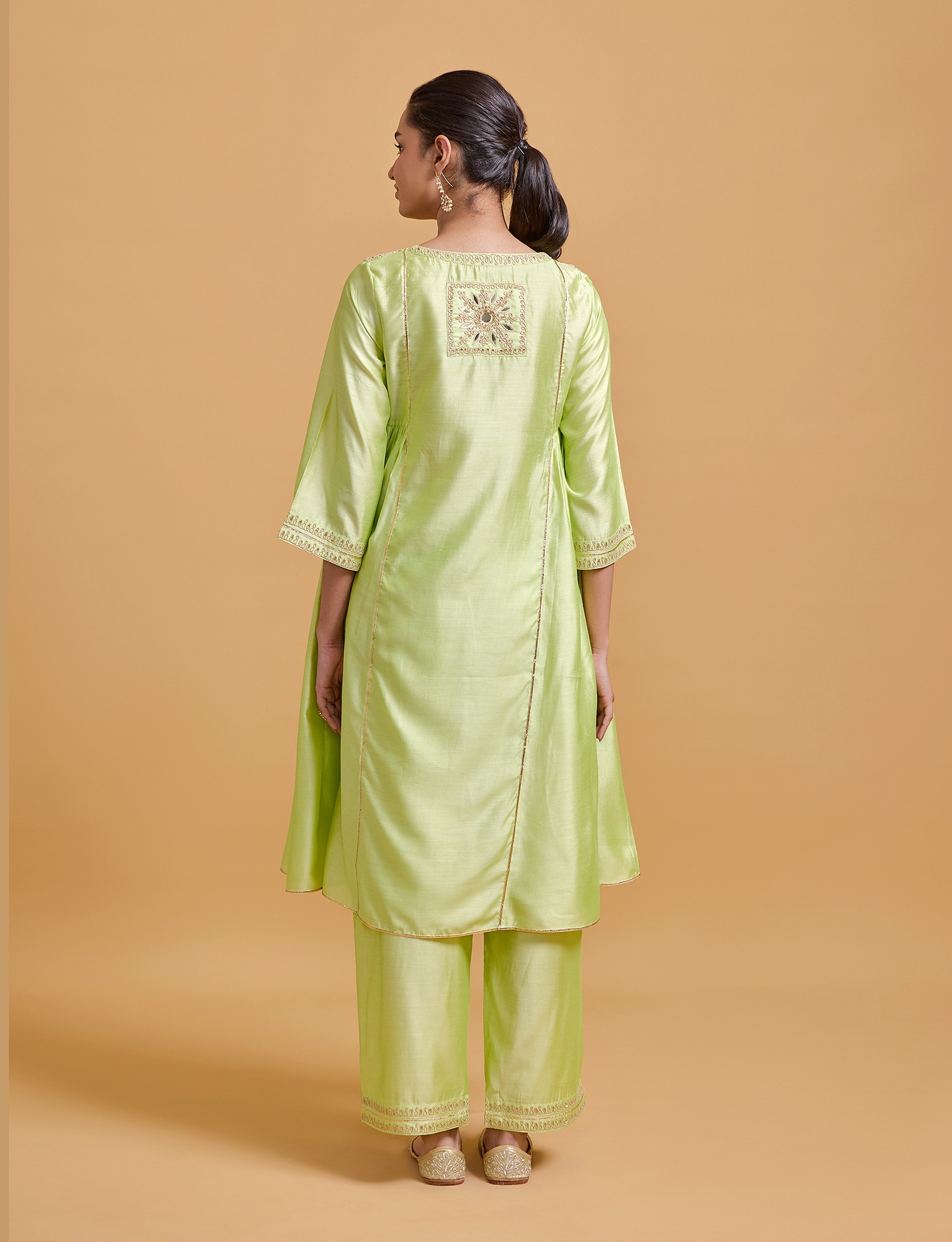Zeenat Pista Gathered Kurta Set