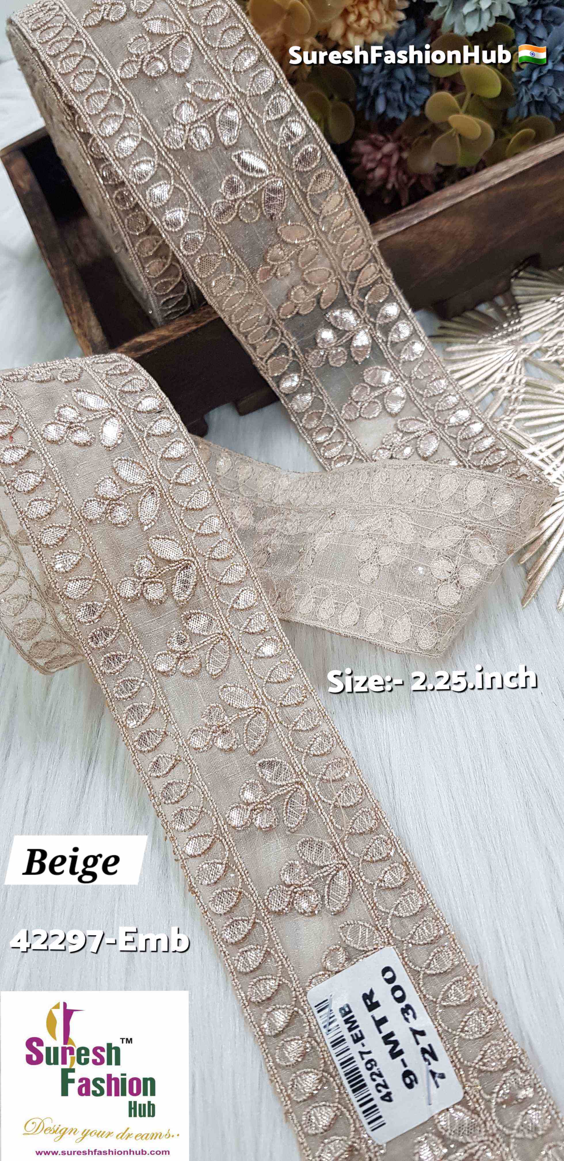 Cute Petal Laser Gota Lace Beige