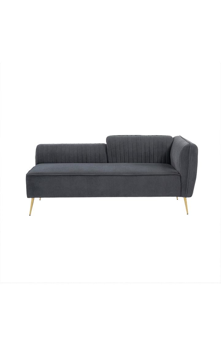neudot Diva RHS Sofa Chaise Lounger with Golden Legs for Living Room|Bedroom|2 Person Sofa|Diwan|Premium Fabric | Solid Wood Frame|2 Seater (Colour : Graphite Grey (DIY))