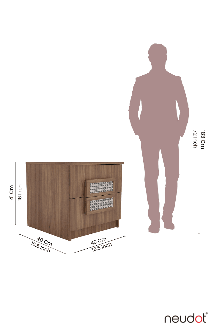 Sakura Rattan Bedside Table - Leon Teak Finish