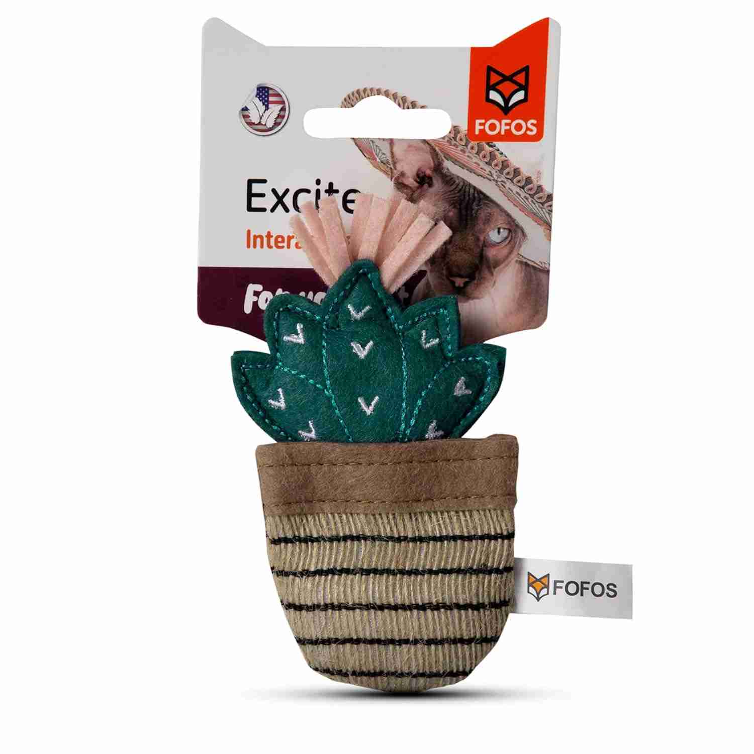 Barkbutler Fofos Cat Toys Dark Green Cactus for Cats