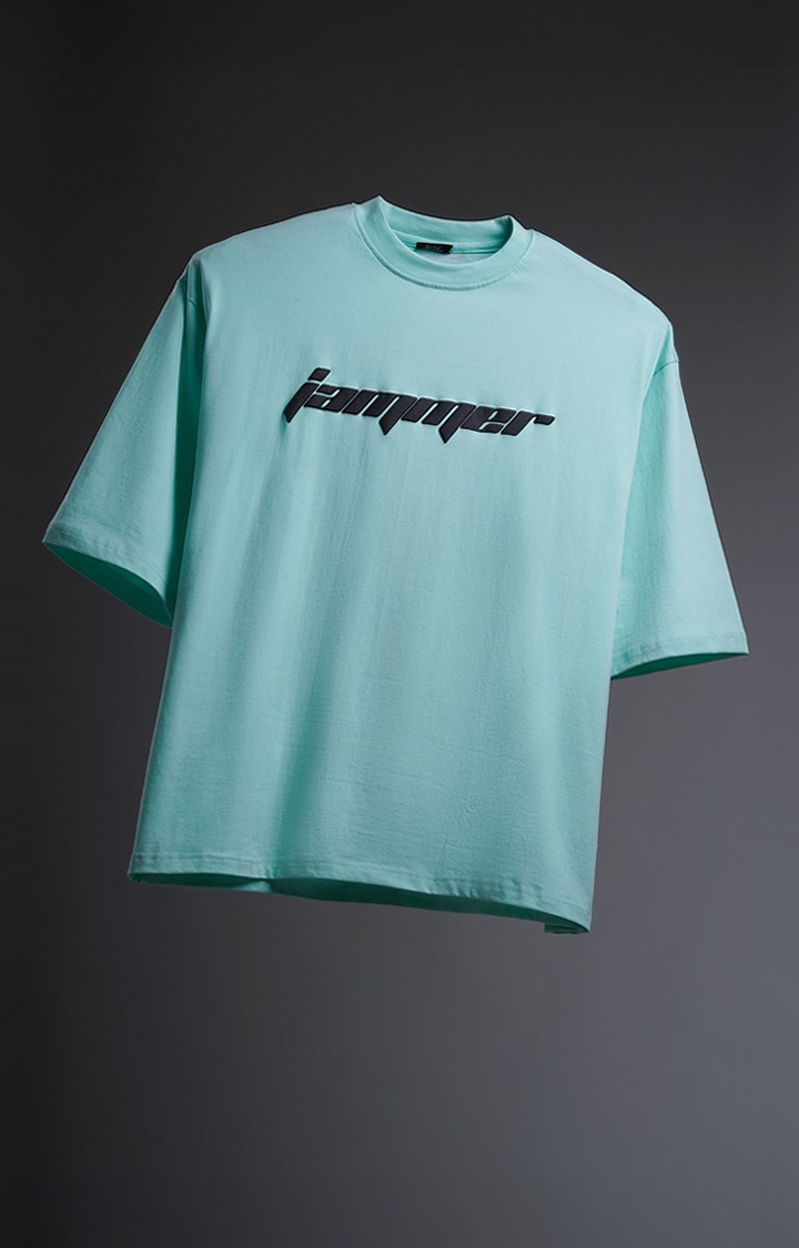 Unisex J Mafia Aqua Blue Printed Oversized T-Shirt