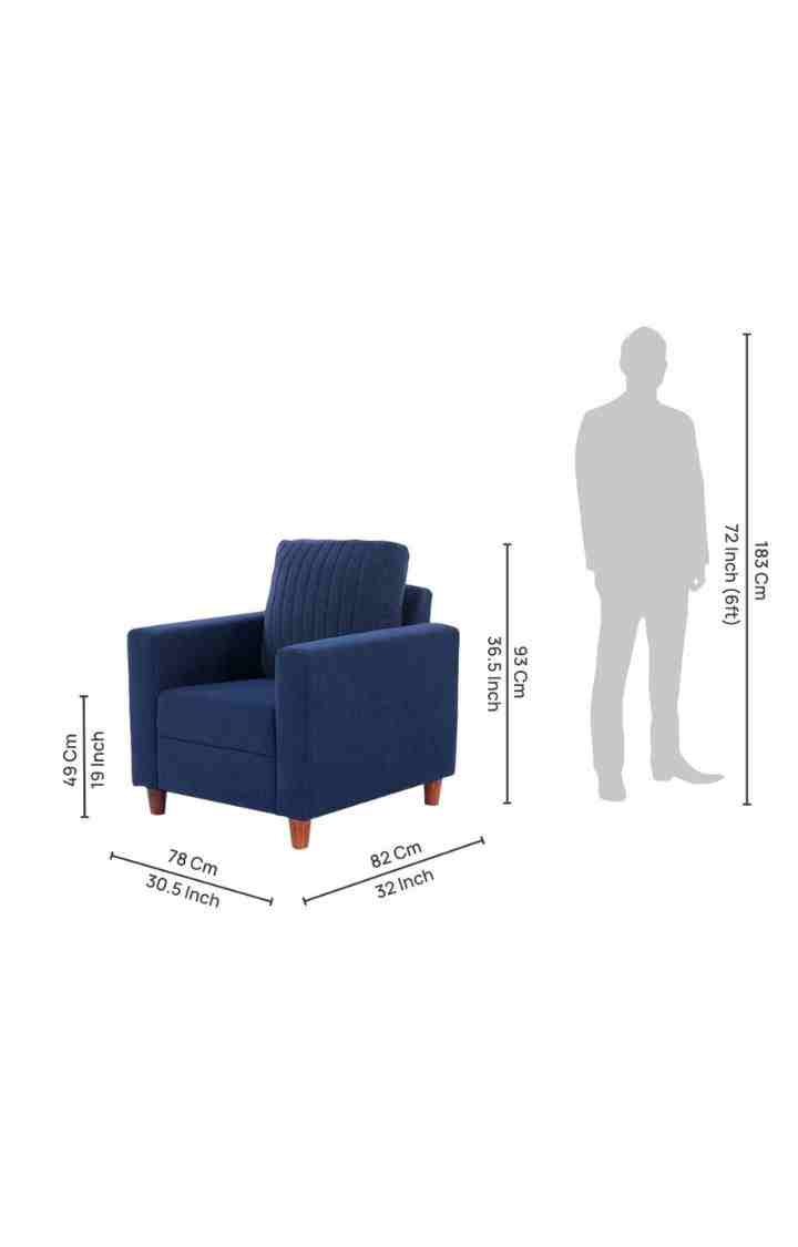neudot Roman Sofa for Living Room |1 Person Sofa|Premium Fabric with Cushioned Armrest | Solid Wood Frame|1 Seater in Cobalt Blue Color