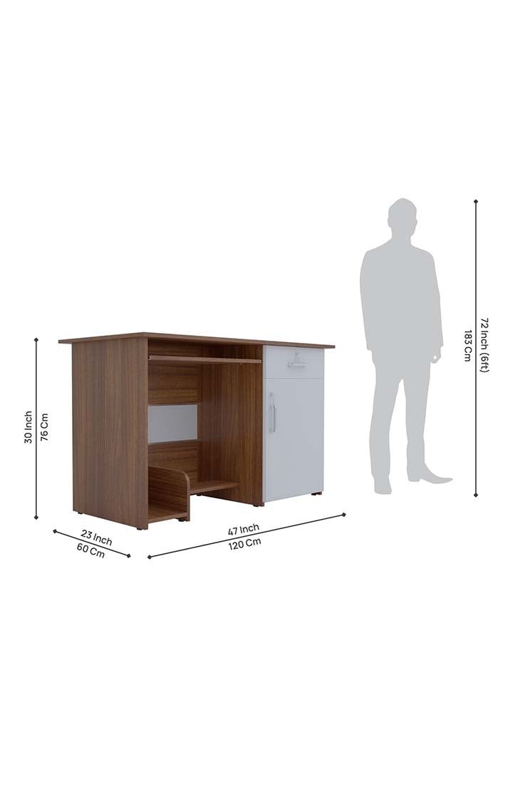 NEUDOT Fisher Engineered Wood Study Table | Multi-Purpose Study Table | Computer Table for Students | Office Table with Drawers | Desk for Work from Home | 1 Year Warranty - Leon Teak