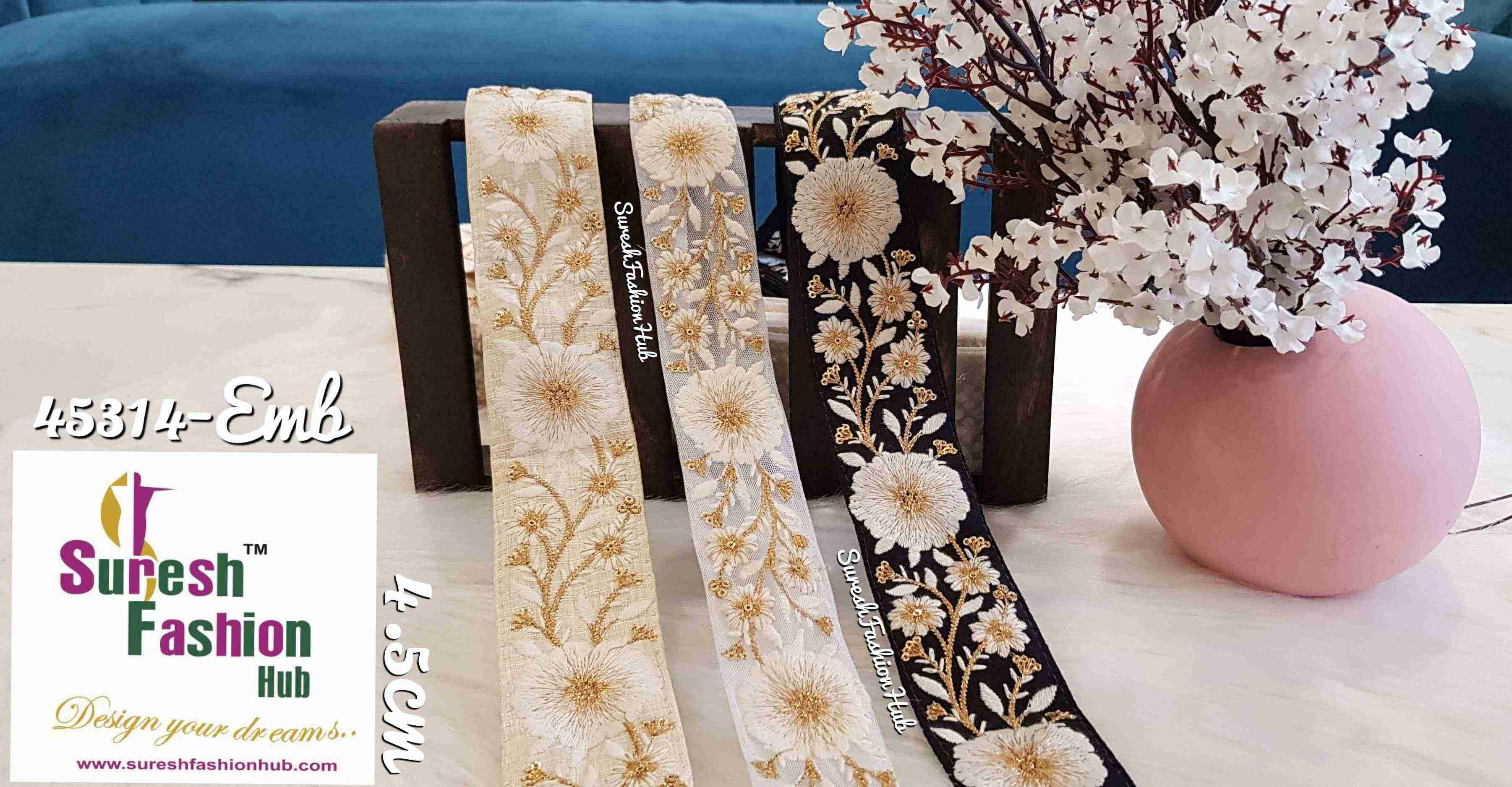 Sparkle Bloom Embroidered Designs Trim