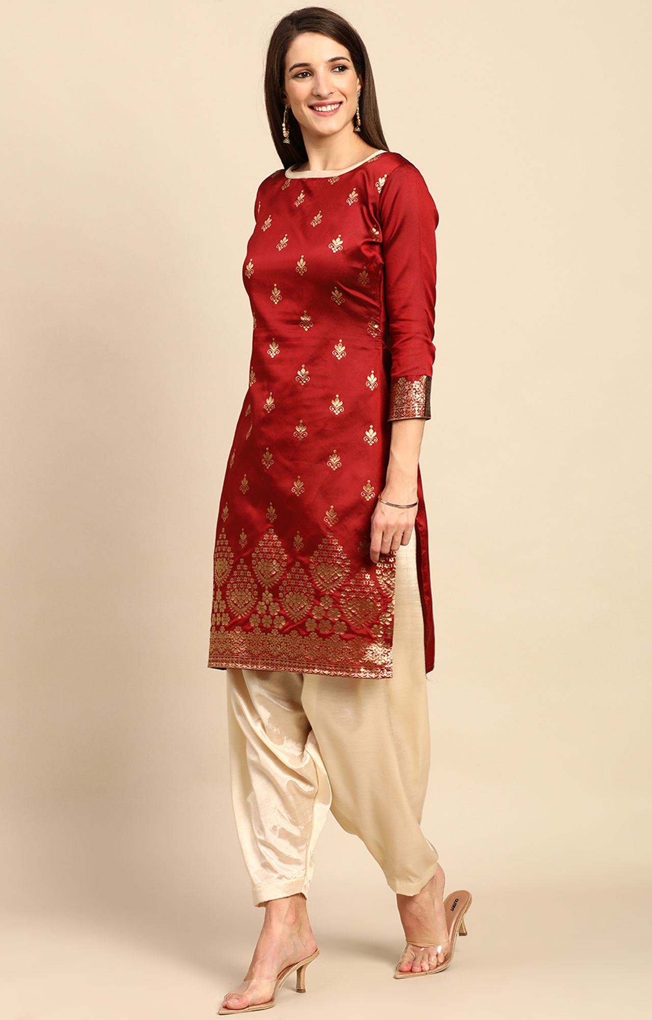 Shaily Women Maroon Color Jacquard Woven Design Unstitched Dress Material-VF_SAGUN_MRON_DM